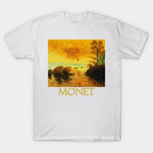 Le Coucher Du Soleil La Seine by Claude Monet T-Shirt